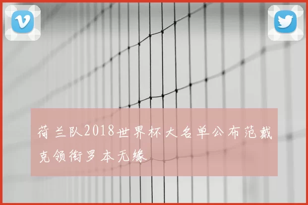 荷兰队2018世界杯大名单公布范戴克领衔罗本无缘